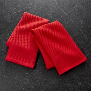 Waffle-Terry Red Dish Towels, Set of 2
