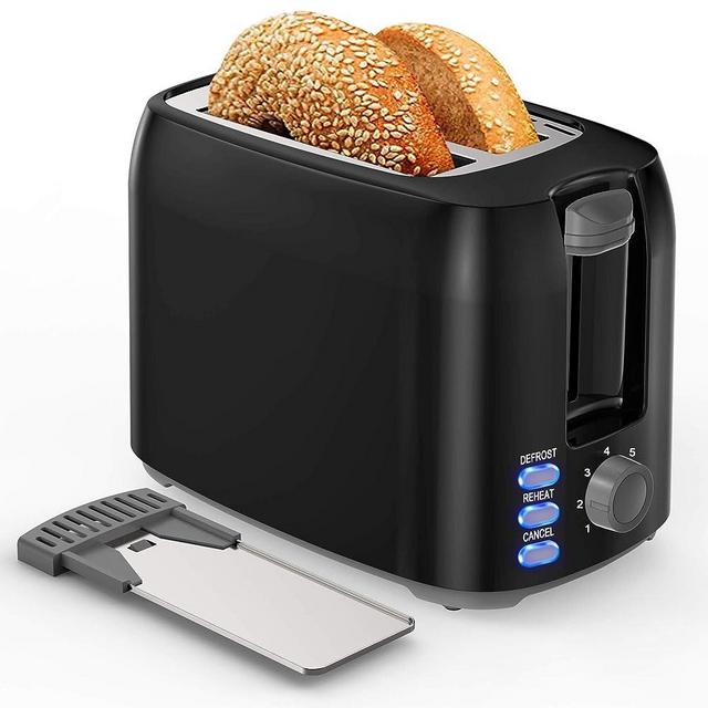 Toaster 2 Slice - Black Toaster Best Rated Prime Wide Slot 2 slice Toaster Bagel Function, 7 Bread Shade Settings, Removable Crumb Tray Compact Toaster Toasters the Best 2 Slice for Bagel Bread Waffle