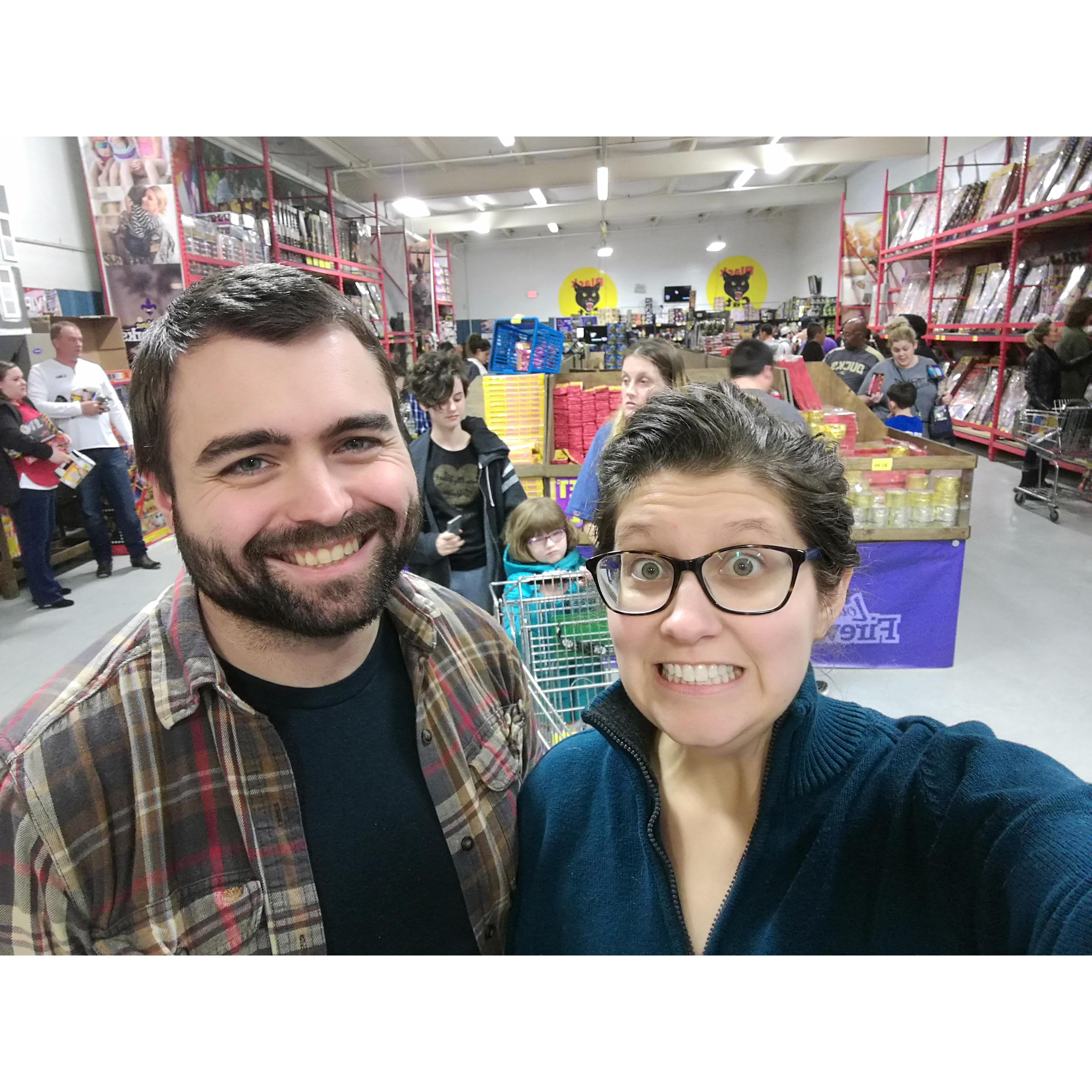 Beth's first time in a fireworks store New Years 2020