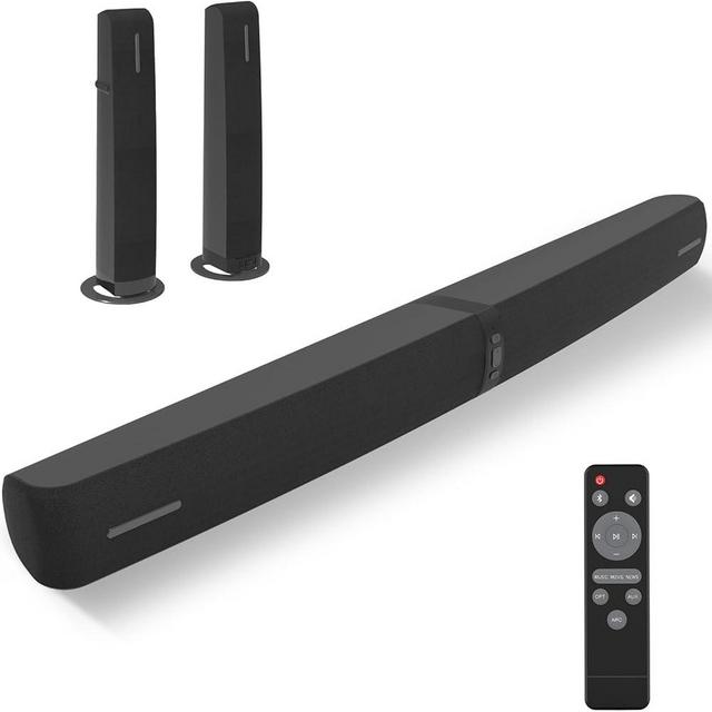 Assistrust Sound Bar for Smart TV, 90W Soundbar with Bluetooth/ARC/Optical/AUX Connect, Auto Volume Boost, 3 Equalizer Modes, 2 in 1 Detachable Soundbar for TV for TV/PC/Gaming/Projectors