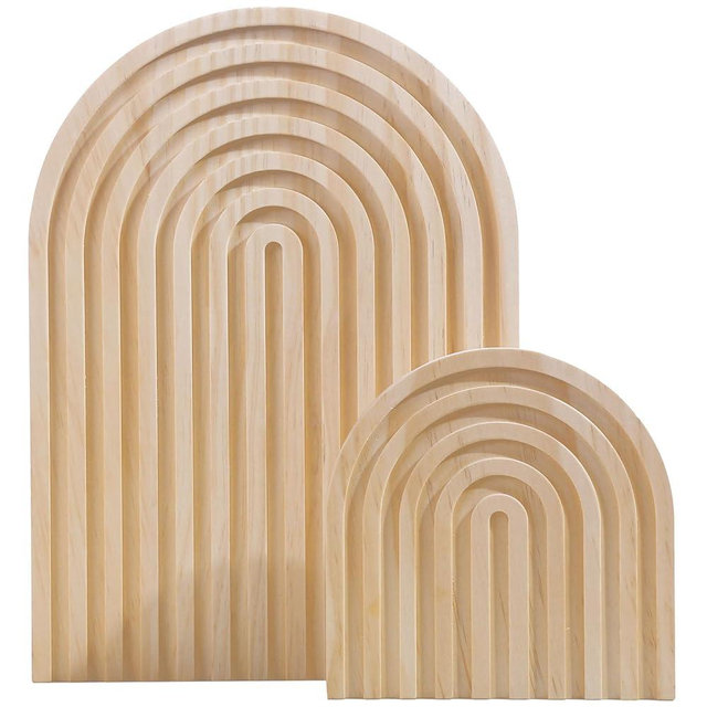 AFAMITOO 2Pcs Wooden Rainbow Arch Decor Set - Boho Chic Aesthetic Shelf & Serving Board - Ideal for Living Room, Kitchen, Home Office Decor