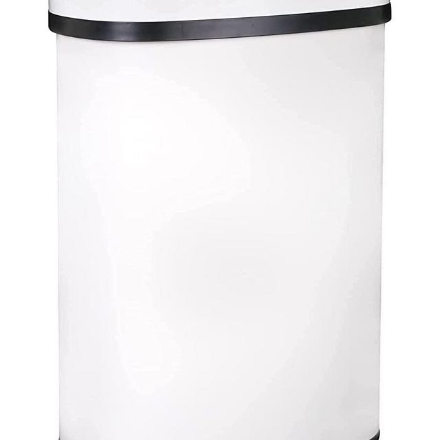 HGS Touchless Trash Can 13 Gallon Automatic Garbage Waste Bin Stainless Steel Trash Can Touch Free Kitchen Garbage Cans with Lid, Sensor Trash Bins for Home Office Living Room Bedroom, White, White