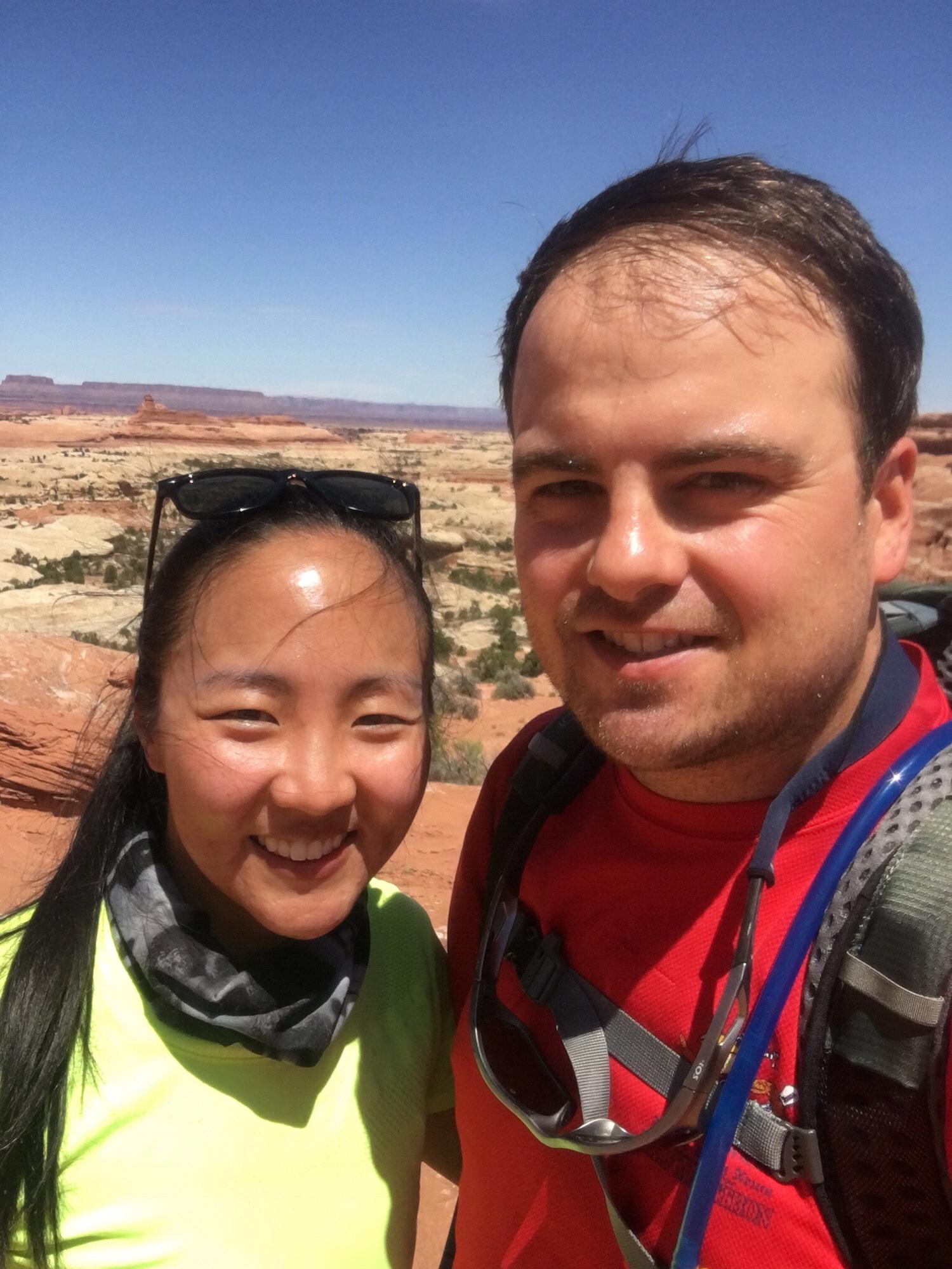 When Michael decided to "relax" after his bar exam by tricking Ayoung into joining him in the Canyonlands desert in the August heat, did I mention there were no bathrooms for miles? August, 2017.