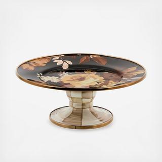 Wild Rose Brown Stainless Steel Pedestal Platter