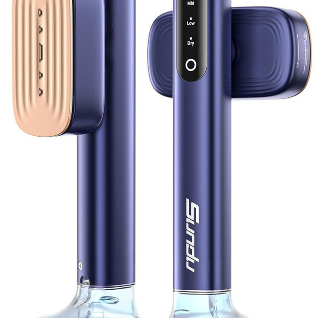 Travel Steamer for Clothes with 180 ml Water Tanks,15s Fast Heat-up,24 g/min Strong Steam Performance, Portable Garment Steamer with Touch Control, LED Display, Steam Iron(Blue Gold)