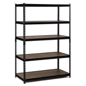 72 in. H x 48 in. W x 24 in. D 5-Shelf Steel Commercial Shelving Unit in Black
