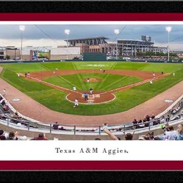 Texas A&M Baseball - 41.5x15-inch Single Mat, Select Framed Picture by Blakeway Panoramas