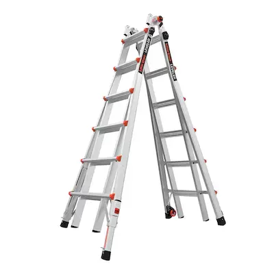 Little Giant Leveler M26 with Leg Levelers and AirDeck Ports Aluminum 26-ft Reach Type 1A- 300-lb Capacity Telescoping Multi-Position Ladder