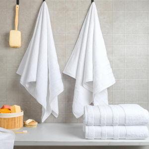 American Soft Linen Salem 100% Cotton Turkish 4 Piece Bath Towels for Bathroom, 600 GSM Soft Absorbent Quick Dry Bath Towel Set, White
