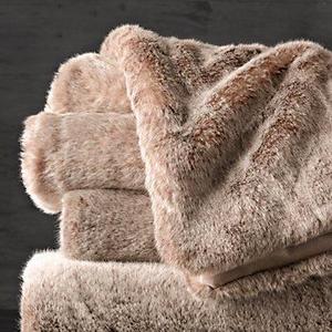 Luxe Faux Fur Oversized Bed Throw - Lynx