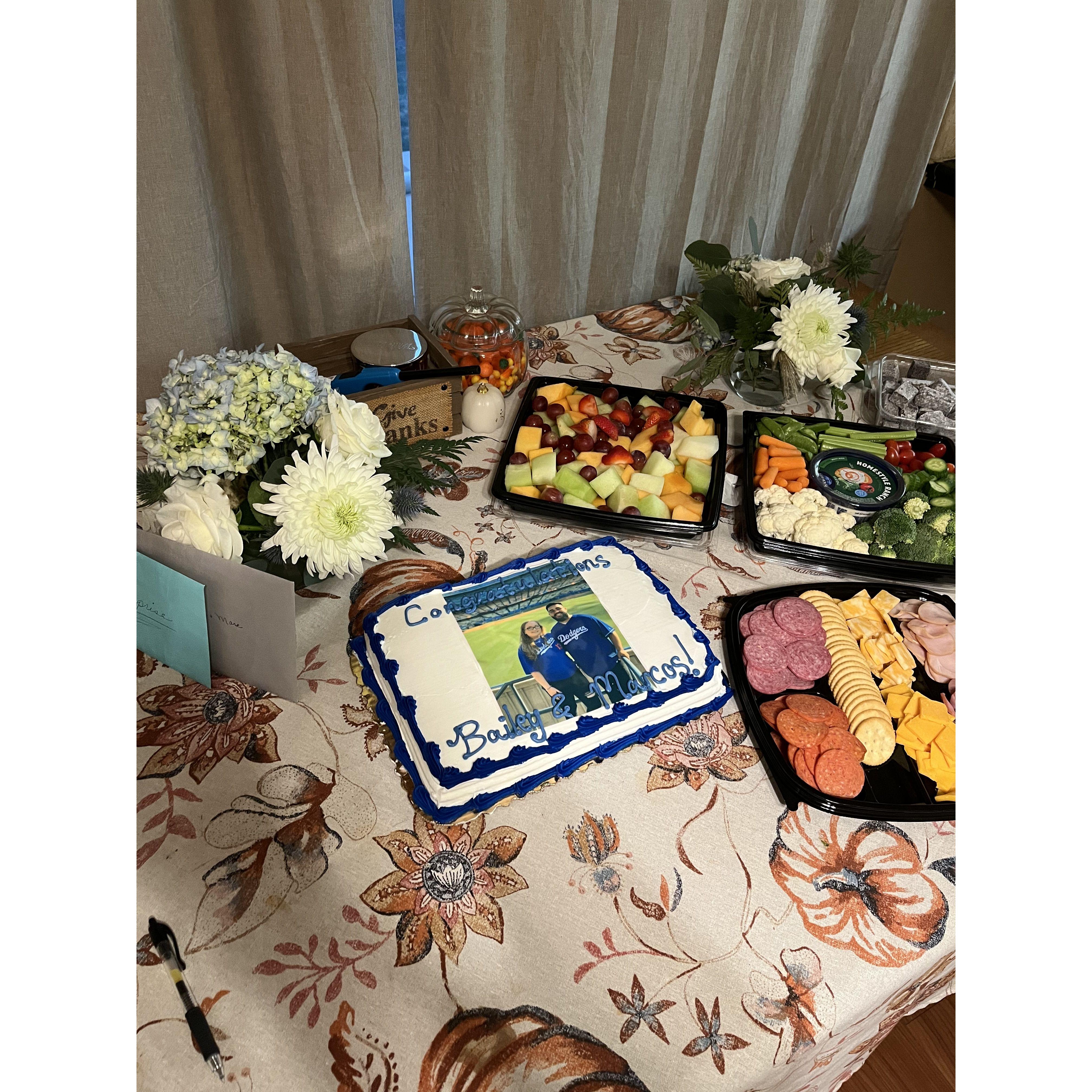 Our surprise engagement party with our families and close friends the night of our engagement!