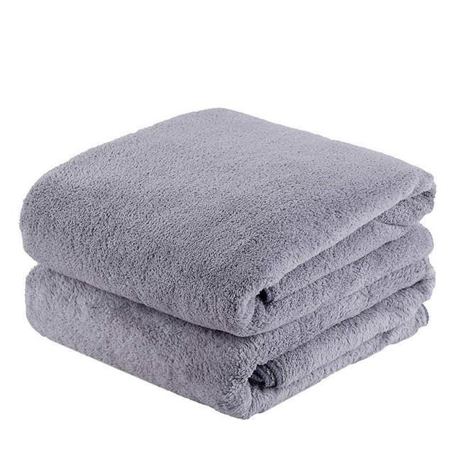 JML Luxury Hotel & SPA Bath Towels (2 Pack, 30"x60") - 350GSM High Density Fleece Towel Sets - Super Soft and Absorbent, Lint Free, Fade Resistant Bath Towel, Grey