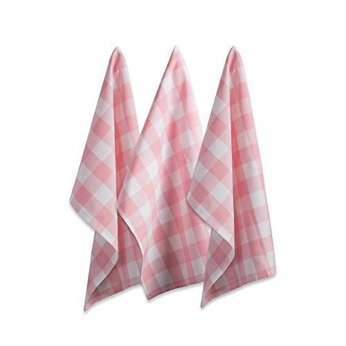 DII Oversized Kitchen Pink Buffalo Check Dishtowel (Set of 3), Pink and White Buffalo Check