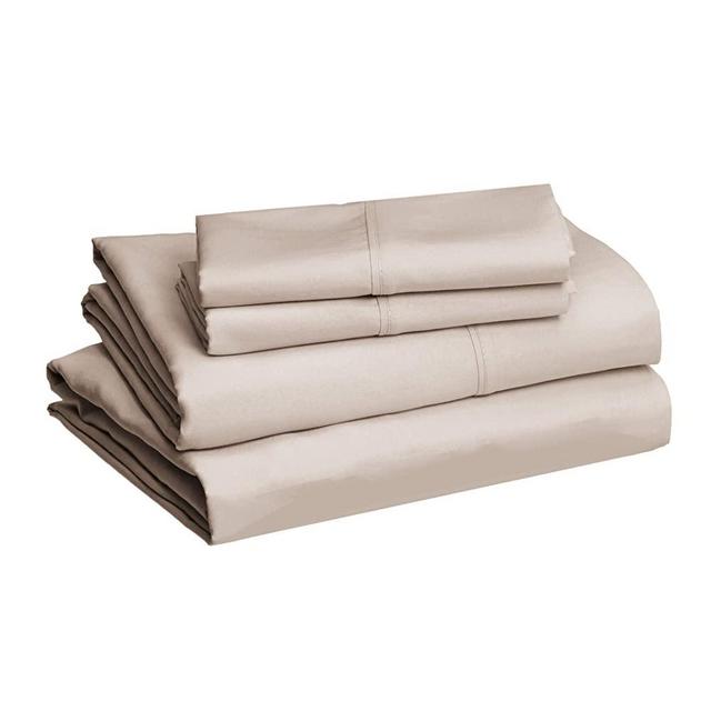 AmazonBasics Lightweight Super Soft Easy Care Microfiber Bed Sheet Set with 16" Deep Pockets - King, Taupe