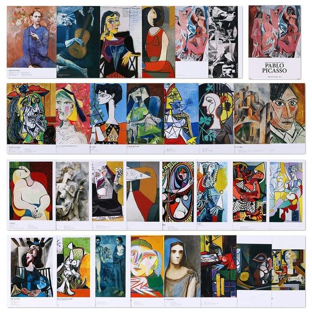 Pablo Picasso Art Postcards - 30PCS Art Gift Invitation Post Cards Set Avignon girl Aesthetic Picture Wall Collage Postcards for Chidren, Friends,Family