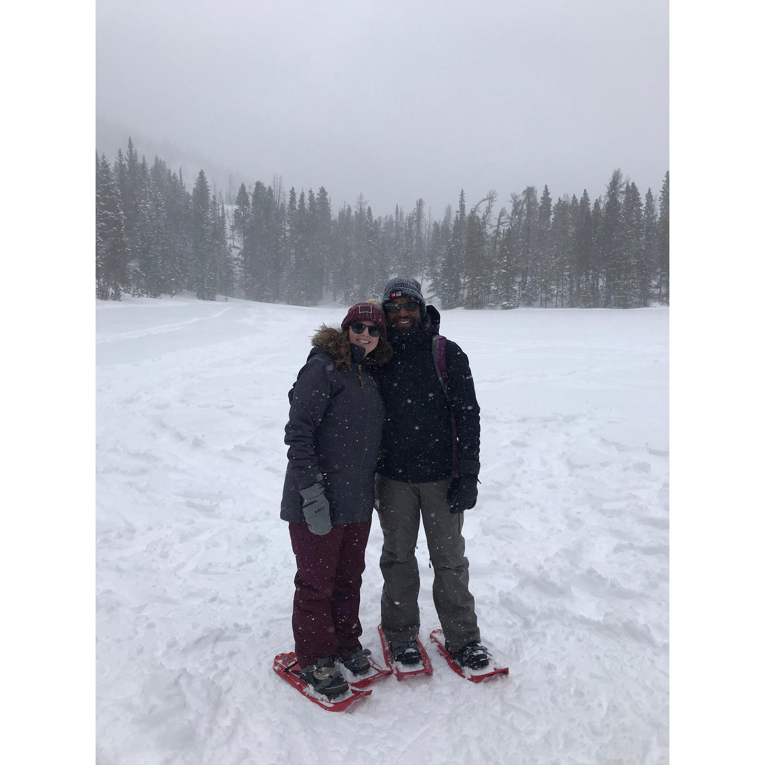 Snowshoeing in Rocky Mountain National Park in a blizzard with Laura!