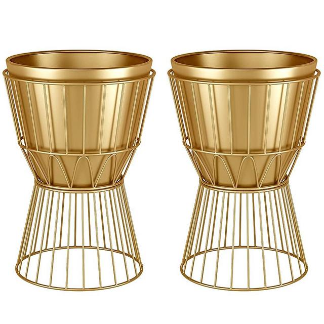 Metal Plant Stand with Pot 12" - Decorative Metal Plant Holder Stand Indoor, Gold Plant Stand Modern Flower Potted Rack for Corner Display, Living Room, Office, Modern Home Decor - 17.5" Tall