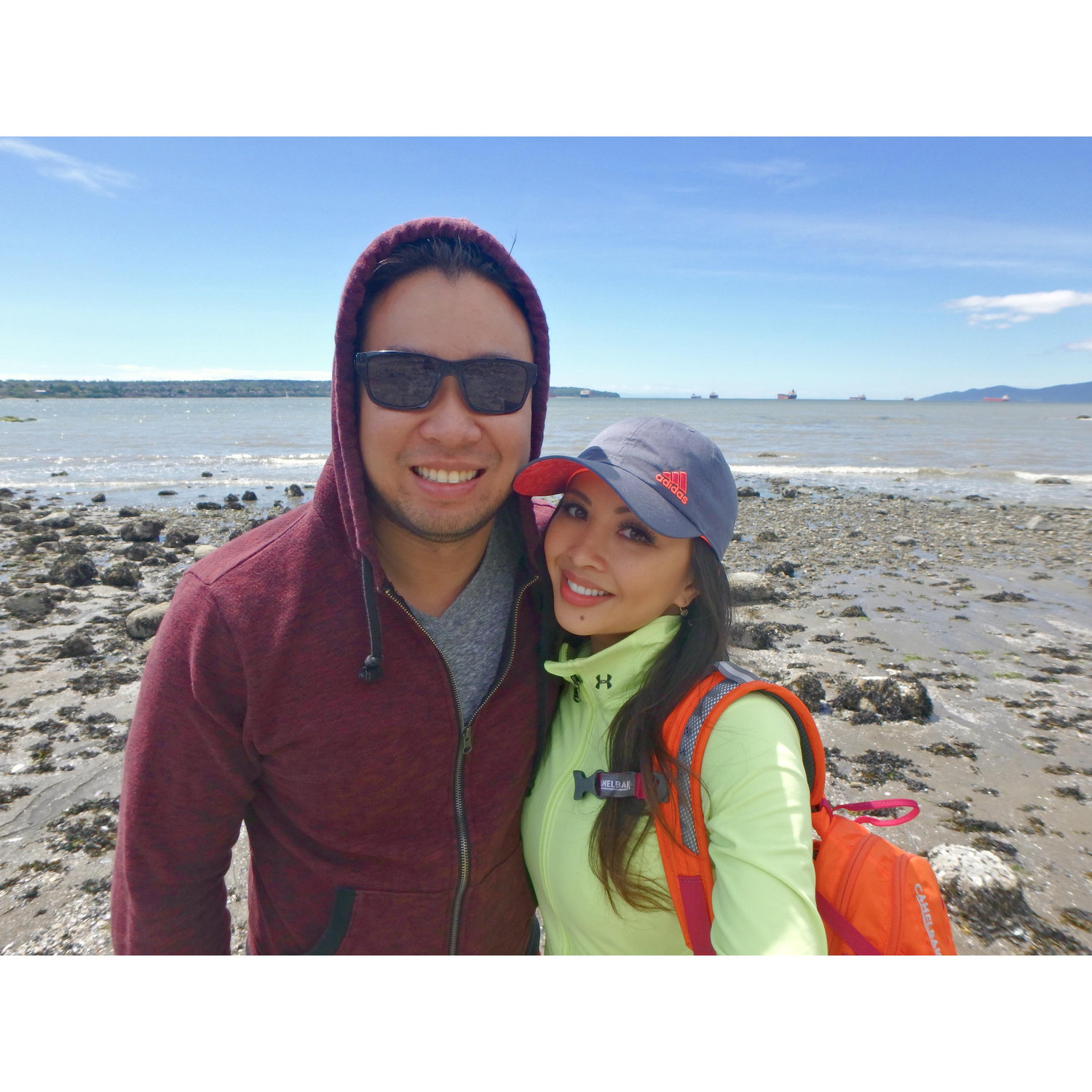 Trekking the rock beaches of Vancouver.