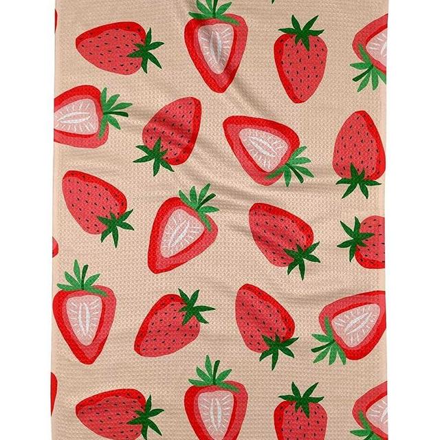 GEOMETRY Kitchen Towels - Quick Dry Microfiber Cloth Dish Towels for Kitchen Drying - Premium Quick Dry Towel (Strawberry Shortcake, 1-pack)