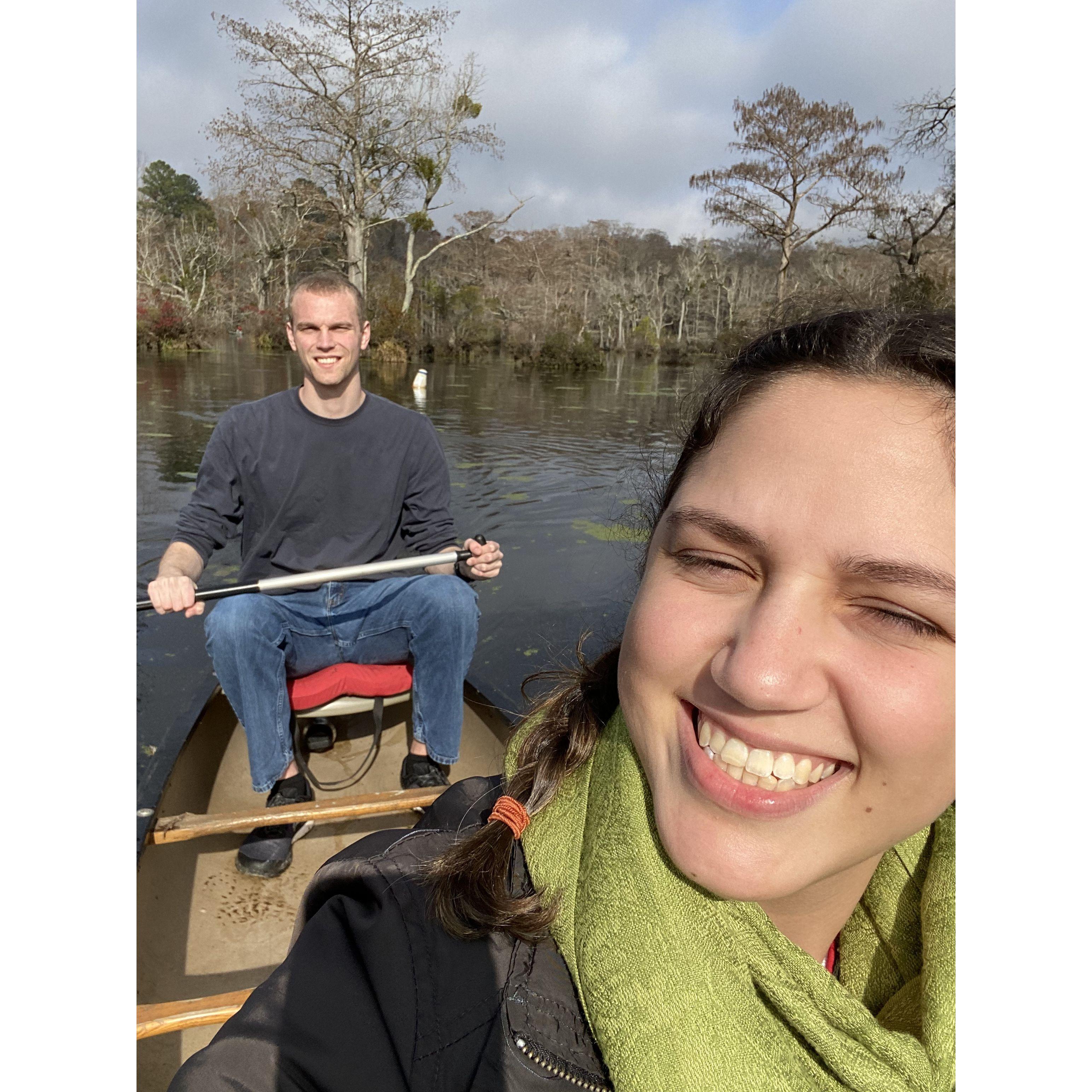 Ana's first time canoeing at the Millpond