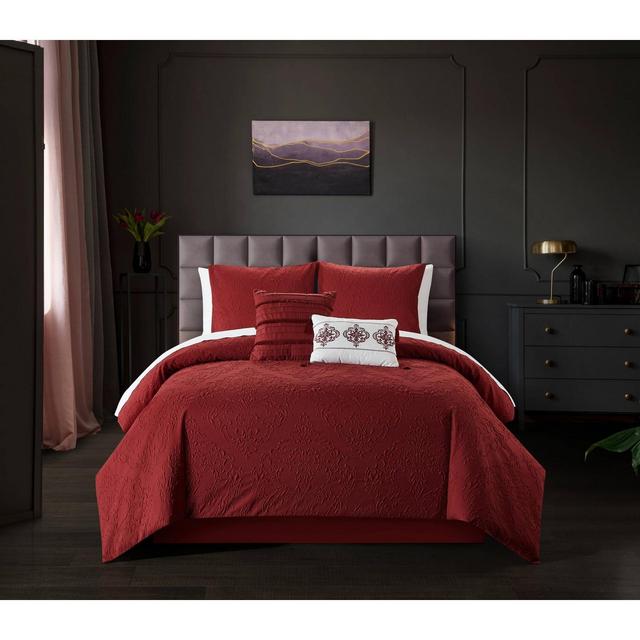 5pc Queen Mya Comforter Set Red - Chic Home Design