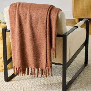 Better Homes & Gardens Faux Mohair Cozy Couch Throw Blanket Terracotta Clay, 50x72"