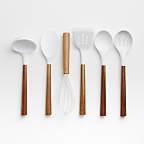 White Silicone Utensils with Acacia Wood Handles