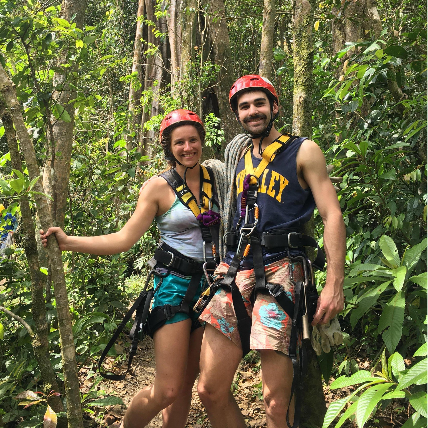 Our first vacation together, tree climbing in Costa Rica.