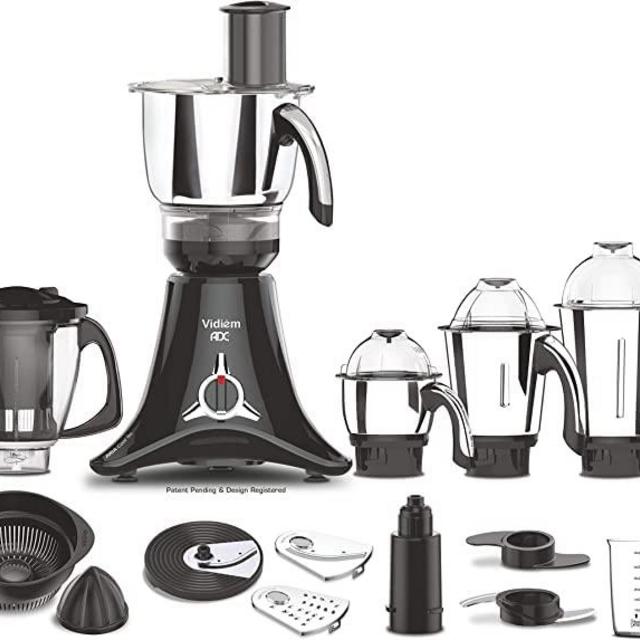 Vidiem ADC All Day Companion Mixer Grinder and Food Processor, slicing, grating, citrus juicing, chopping & kneading 750W 5 Jars Free Service Kit included -110 Volts
