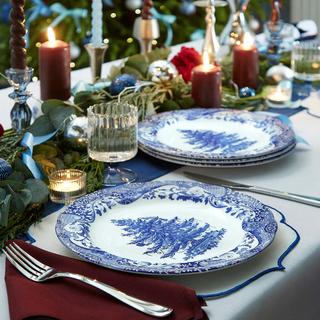 Blue Italian Christmas Dinner Plate, Set of 4