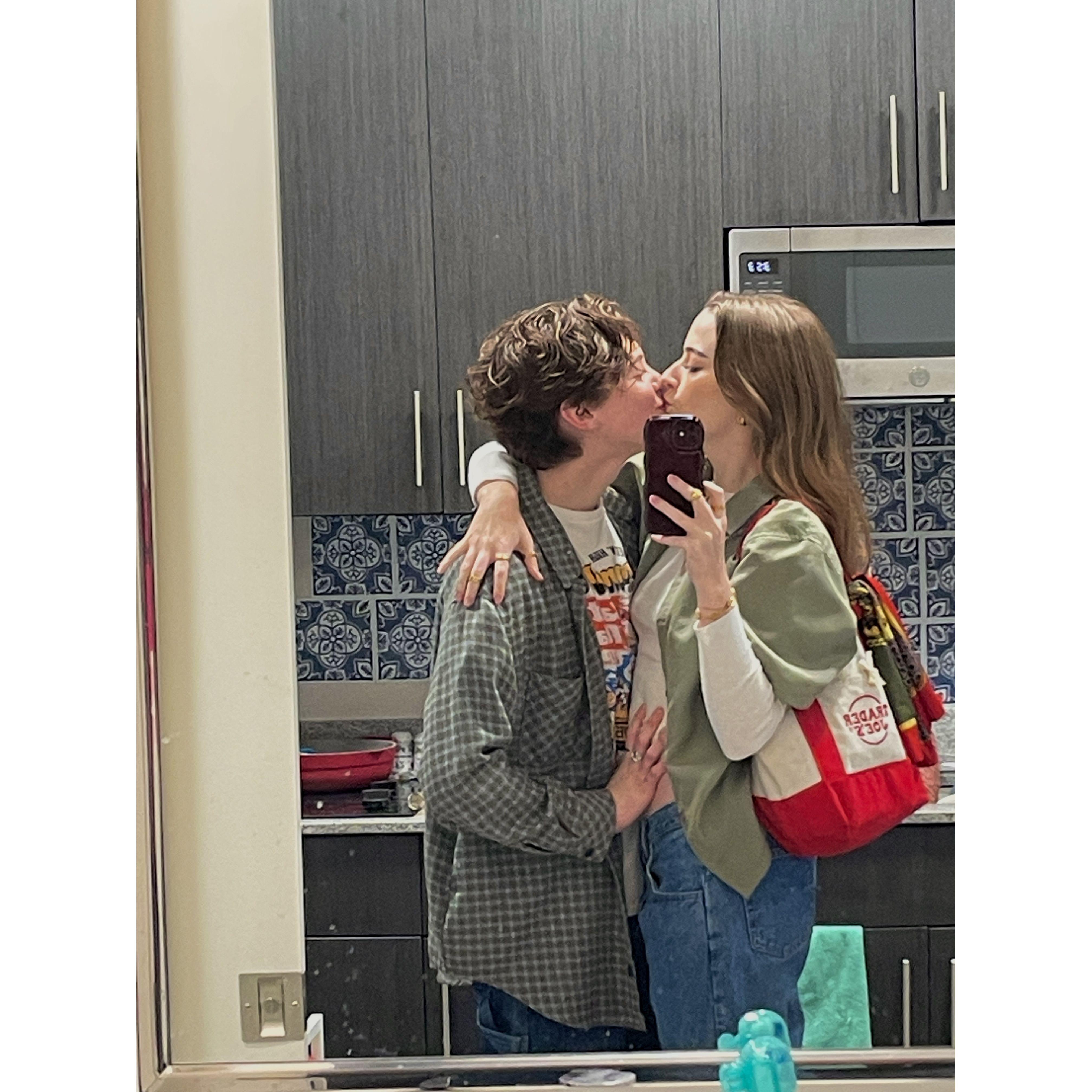 Kisses in the bathroom mirror.