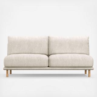Wells Armless Sofa with Natural Leg Finish