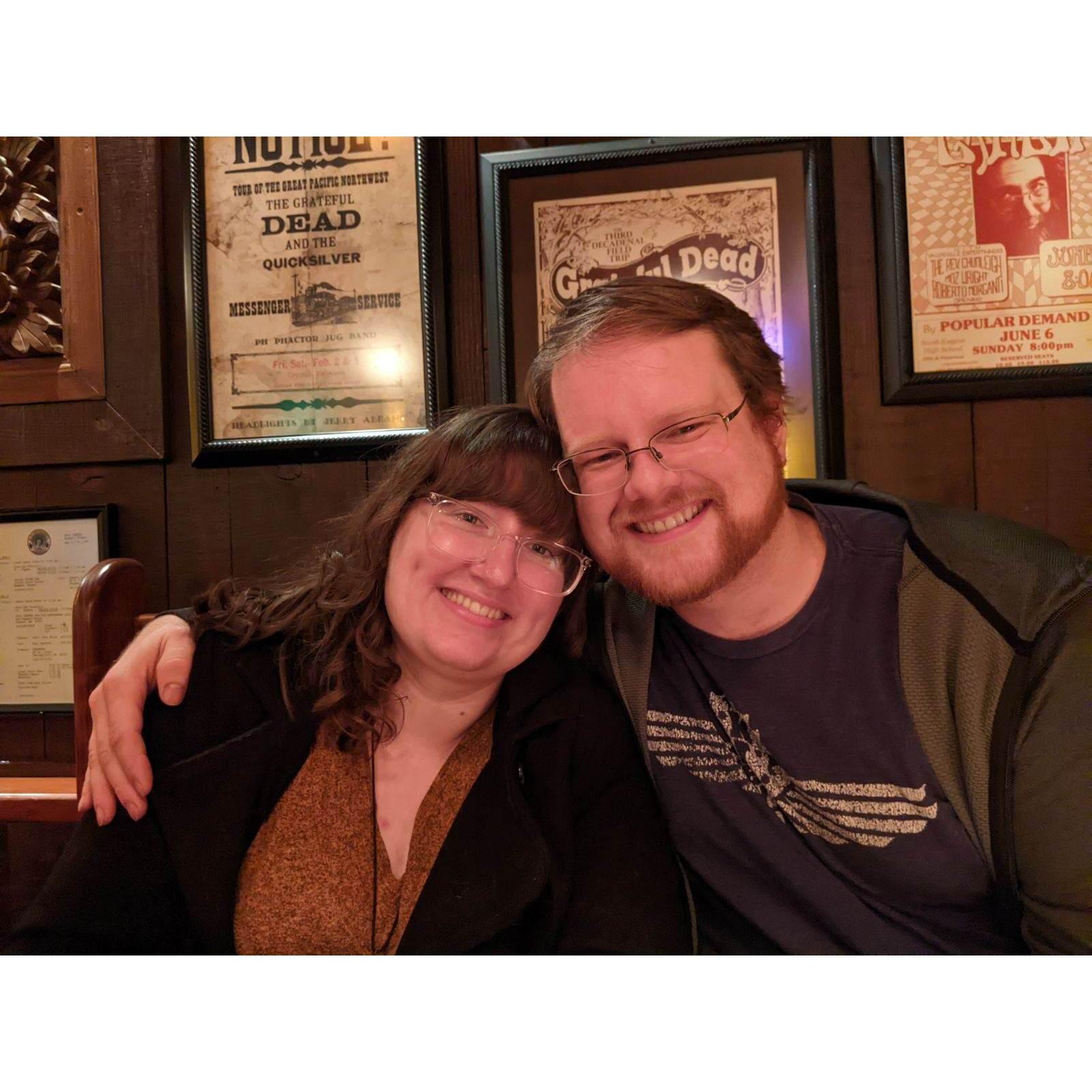 Having a lovely dinner with Ben's mom, and she thought we looked cute!