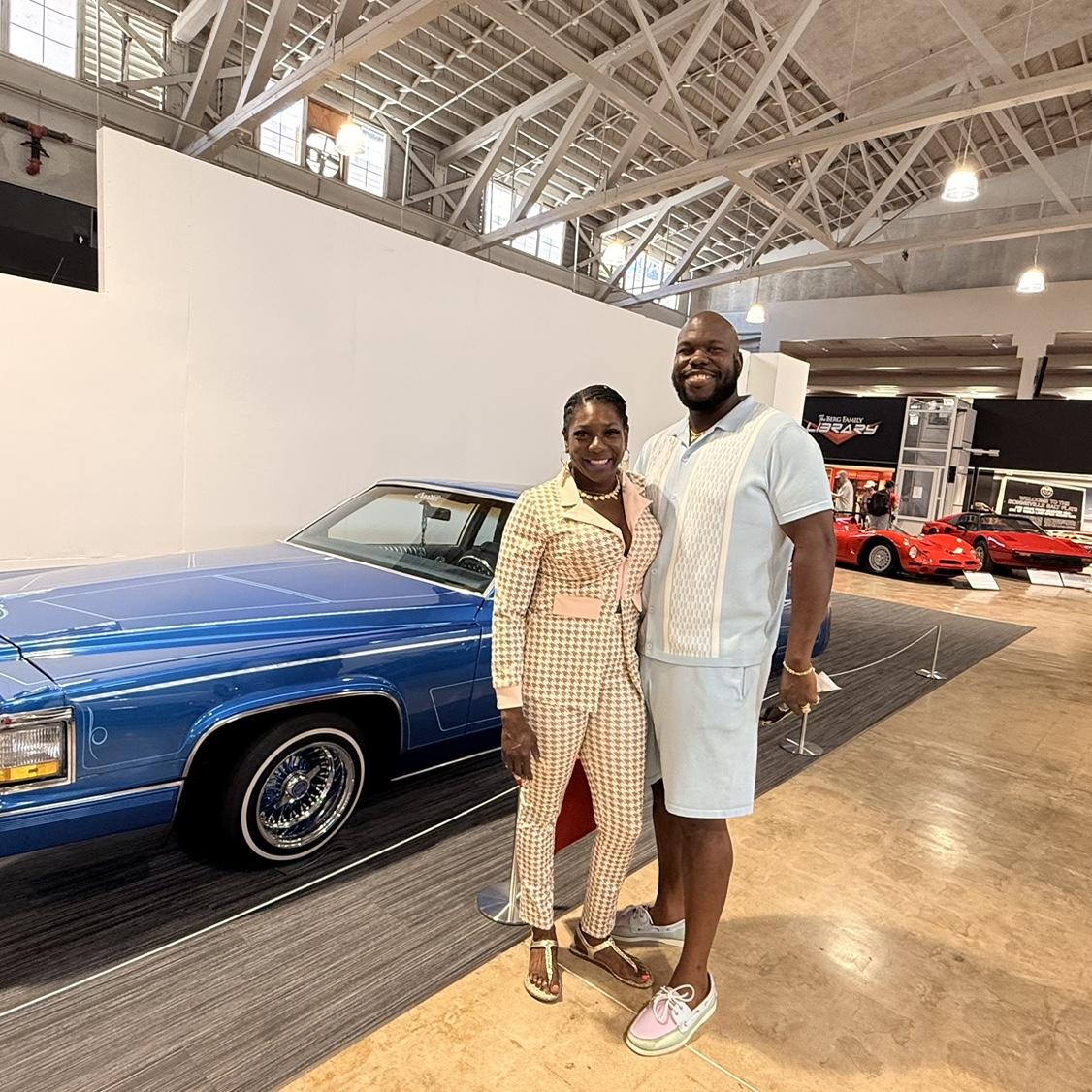 First visit to the car museum in San Diego. Which one of us, do you think is the car lover? Specifically Cadillac