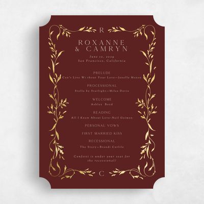 Red Ticket Wedding Program - Clarissa Foil