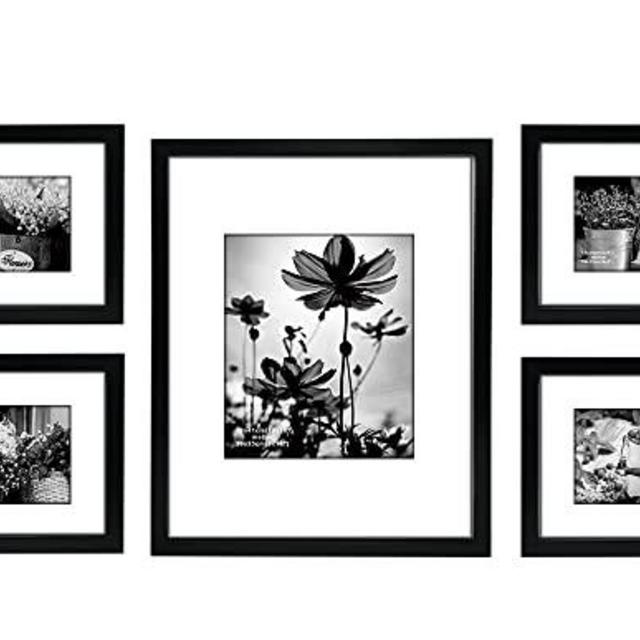Goizxol, Wall Collage Photo Frames, Picture Frame Sets, Black Wood Picture Frames, Set of 7 Pieces, including One 12 x 16, Two 8 x 10, and Four 6 x 8 inch, Gift for Mom, Mother's Day Gift