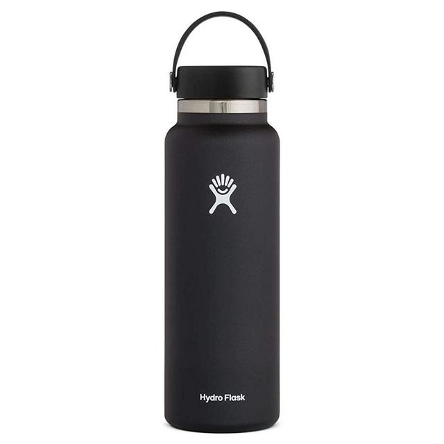 Hydro Flask Water Bottle - Stainless Steel & Vacuum Insulated - Wide Mouth 2.0 with Leak Proof Flex Cap - 40 oz, Black