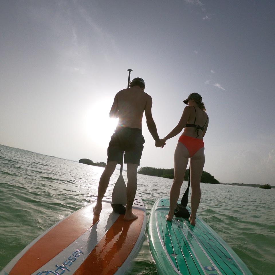 Paddle boarding on our trip to the Yucutan 2021
