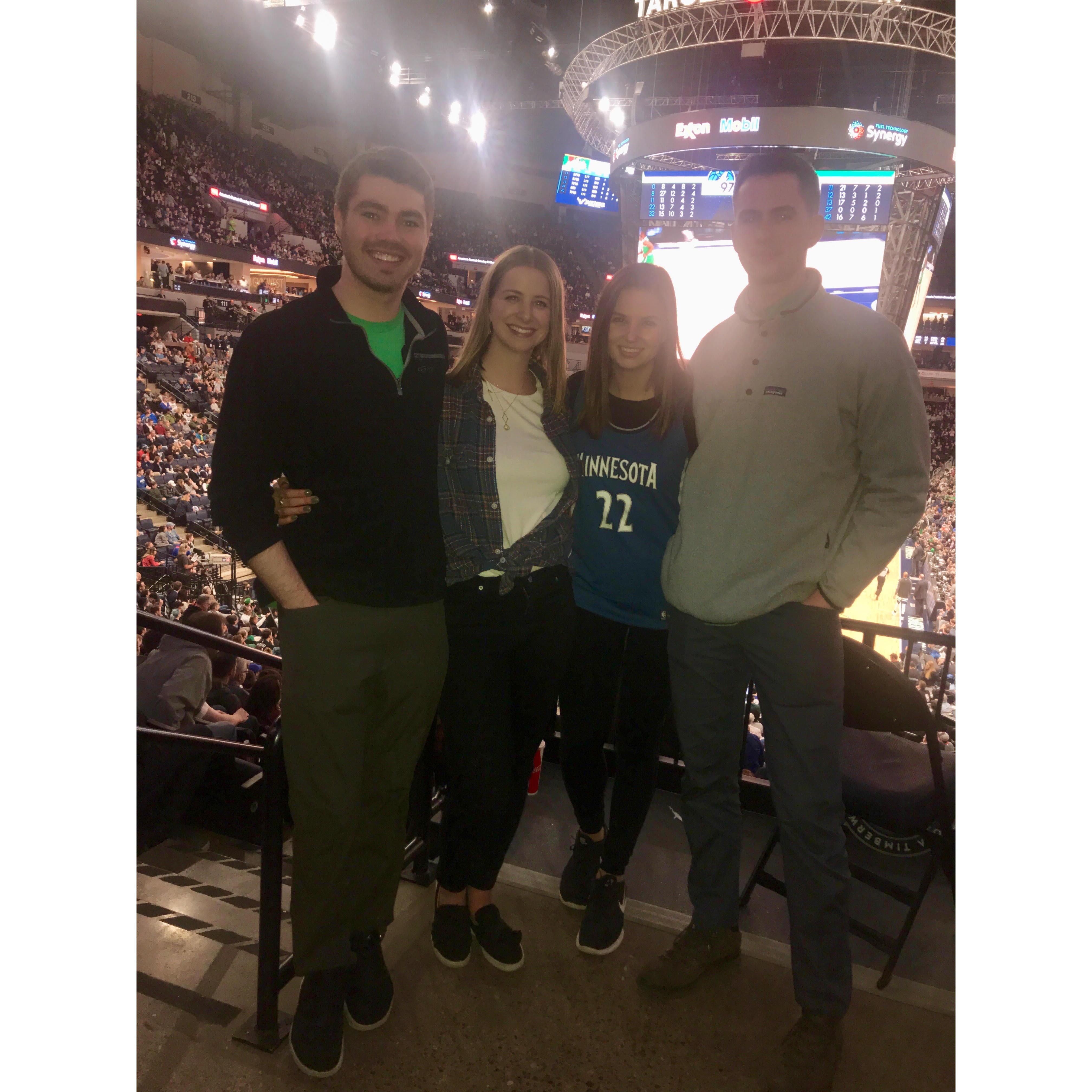 Timberwolves game with Hanna and Jared