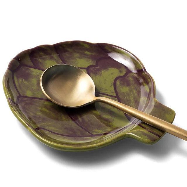 Green Artichoke Dish: Spoon Rest, Sponge Holder, Soy Sauce Dish - Farmhouse Kitchen Decor & Accessories, Perfect Gifts for Women, Mom Birthday Gifts, Housewarming Gifts, Cottage Core Decor