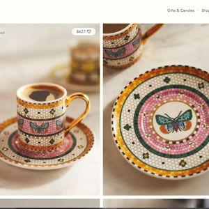 The Bistro Tile Stoneware Espresso Cup & Saucer: Garden Edition