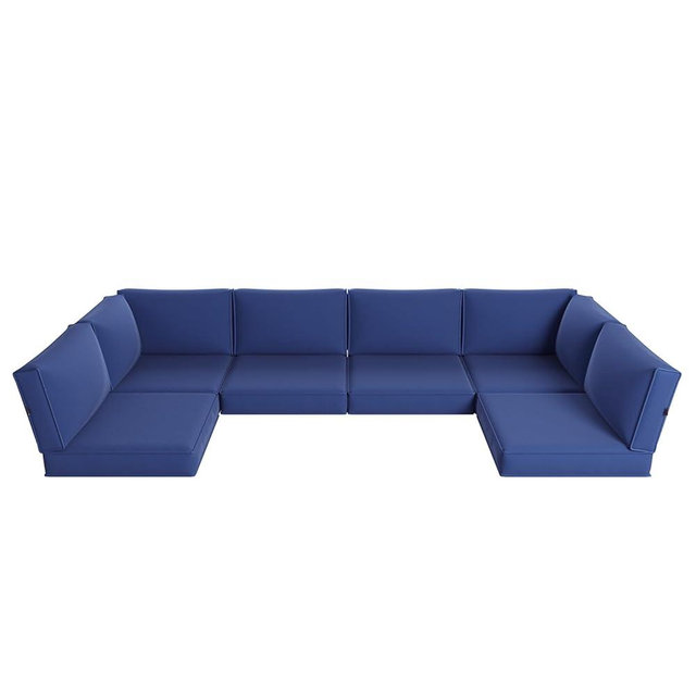 Aoxun Replacement Cushions for Outdoor Furniture, 14-Piece Outdoor Cushions for Patio Furniture, Deep Seat, Waterproof & Fade Resistant Couch Cushion for 6-Seat Patio Conversation Sets, Navy Blue