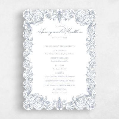 White Scalloped Wedding Program - Lezzeno