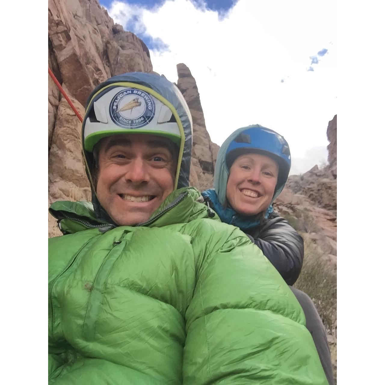 After dating for just 2 months, Kenny had to leave for a whole month to do an EMT course. Afterwards he met some friends in the desert to climb. I impulsively bought a ticket and joined them.
