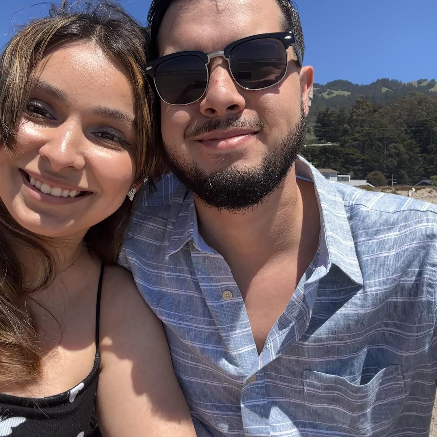 We snapped this photo a few minutes after getting engaged!