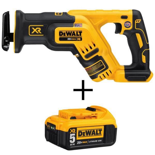 DEWALT 20-Volt MAX XR Li-Ion Brushless Cordless Compact Reciprocating Saw (Tool-Only) with 20-Volt MAX 5.0Ah Battery-DCS367BW205 - The Home Depot