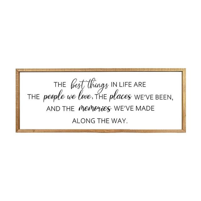 Comurdyo The Best Things in Life Sign 24''×10'' Framed Wood Memories Inspirational Quotes Wall Decor Vintage Farmhouse Wedding Gifts Sign Wall Art for family Home Bedroom (Wood White)