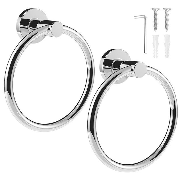 SetSail Towel Holder for Bathroom Wall 2 Packs Towel Ring Stainless Steel Heavy Duty Hand Towel Hanger for Bathroom, Mirror Silver