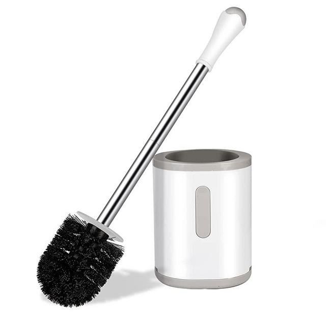 Toilet Brush and Holder,Toilet Bowl Brush with Stainless Steel Handle Durable Brush Head Dense Dristles Deep Cleaning Stable Drip-Proof Base Non-Slip Long Handle