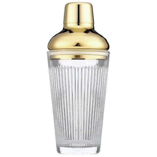 FayuuGem Glass Cocktail Shaker, Martini Shaker with Strainer for Bars, Whiskey, Cocktails 17oz (Gold)